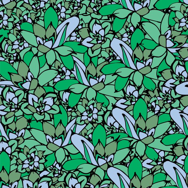 仙人掌无缝矢量花纹与月桂属。仙人掌织物印花设计。多汁的纺织品表面。手绘矢量插图。图片下载