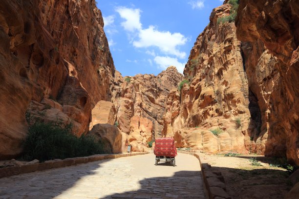 佩特拉古城入口：蛇道峡谷（约旦）图片下载