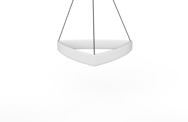 曲线三角形悬挂旗帜上孤立的白色背景，3d插图图片下载