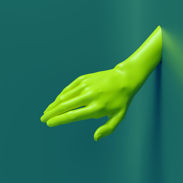 3d渲染，女性手孤立，霓虹简约时尚背景，珠宝店展示，翡翠绿人体模型，展示，展示图片下载