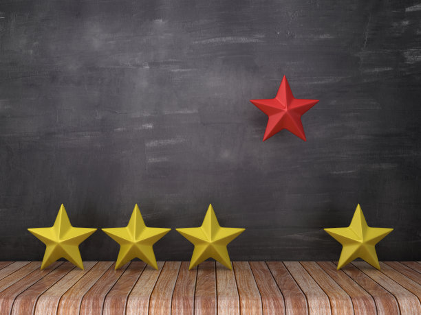 星星在木地板-黑板背景- 3D渲染图片下载