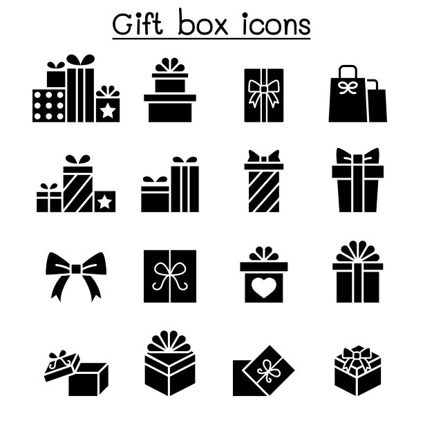 礼盒图标设置在平面风格图片下载