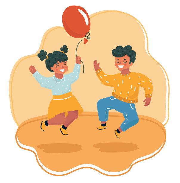 快乐的男孩和女孩跳图片下载