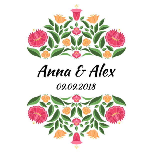 复古鲜花婚礼保存日期卡模板矢量。匈牙利民间模式。Kalocsa刺绣图片下载