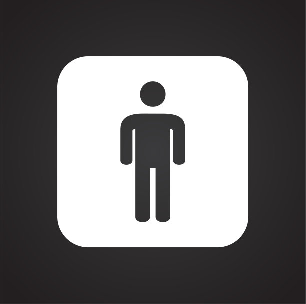卫生间男性图标上的黑色背景为图形和网页设计，现代简单的矢量标志。网络的概念。时髦的符号为网站设计网页按钮或移动应用程序。图片下载