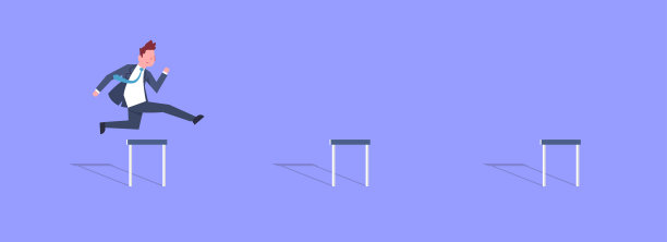 商人跳过障碍成功的上班族商人公司横旗图片下载