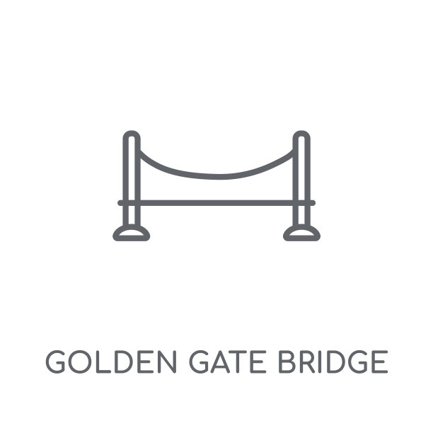 金门大桥线形图标。现代轮廓金门大桥标志概念上的白色背景来自美国收集图片下载