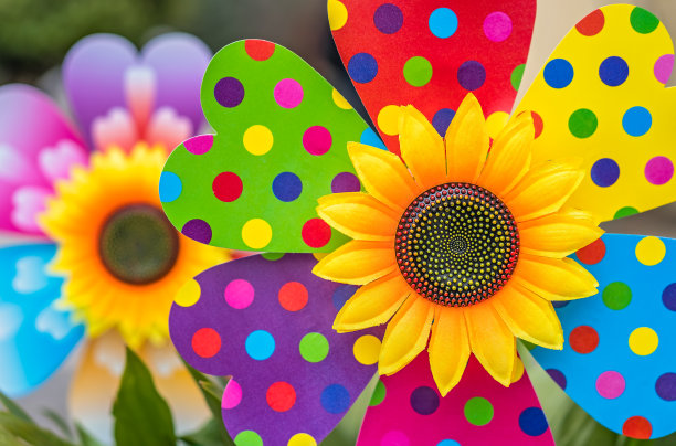 彩色人造装饰向日葵扇图片下载