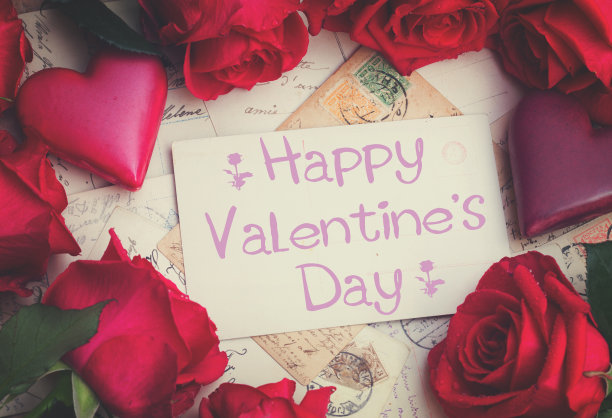 复古背景与心和玫瑰图片下载