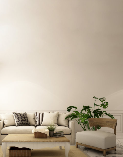 室内设计、床区、起居区、更衣区均采用现代古典风格，3d插画图片下载