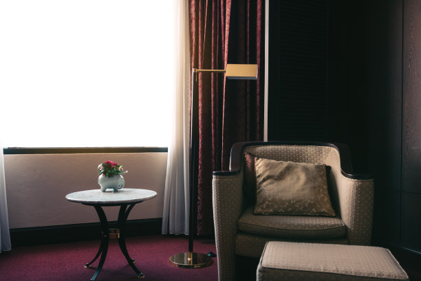 酒店豪华客房，现代化的室内设计。图片下载