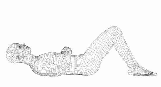 一个线框男性半机械人的3D渲染。图片下载