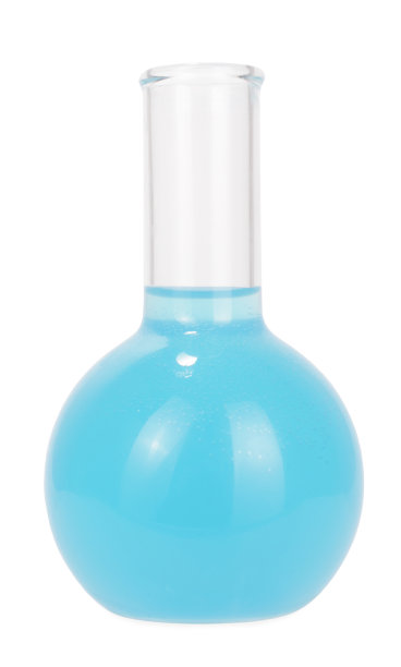 玻璃化学瓶中的化学蓝色液体添加剂图片下载