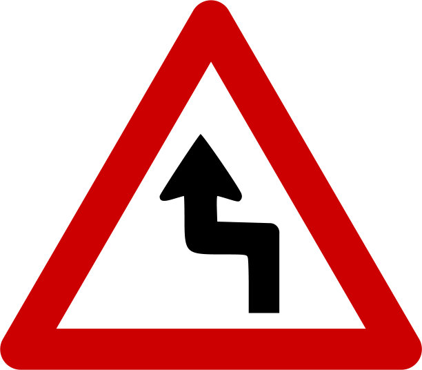 带有危险曲线的警告标志图片下载