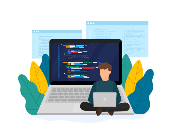 编程概念,编码。网站和应用程序开发。矢量现代插图孤立在白色背景。平面设计。每股收益10。图片下载