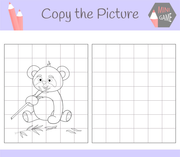 复制图片:可爱的熊猫。彩色的书。儿童教育游戏。矢量图图片下载