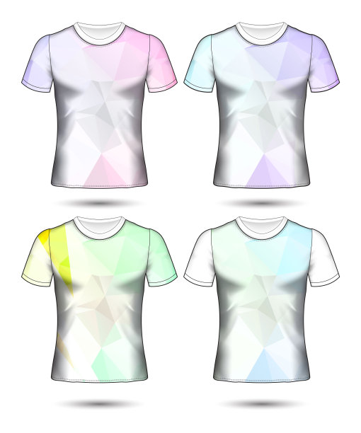 t恤模板抽象几何集合不同颜色多边形马赛克图片下载