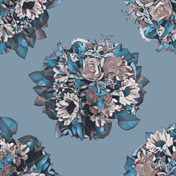 花束无缝图案。图片下载