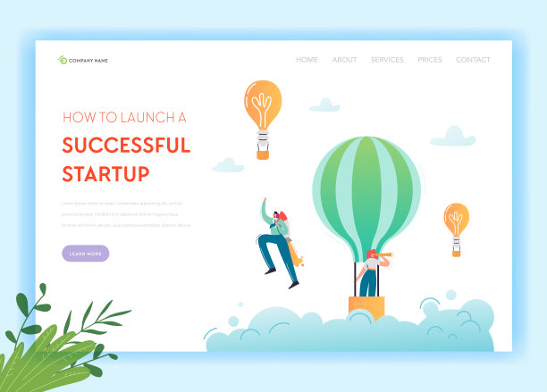 创业创新概念登陆页面模板。投资创意与灯泡符号和超级商人网站横幅。矢量图图片下载