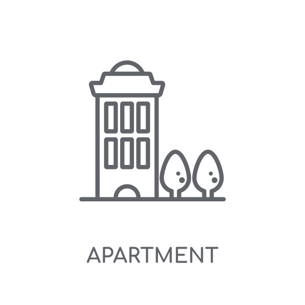 公寓线性图标。现代轮廓公寓标志概念上的白色背景来自房地产收集图片下载
