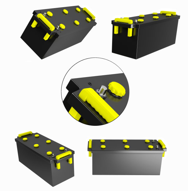 3 d渲染。卡车用24v电池。商用车辆蓄电池图片下载