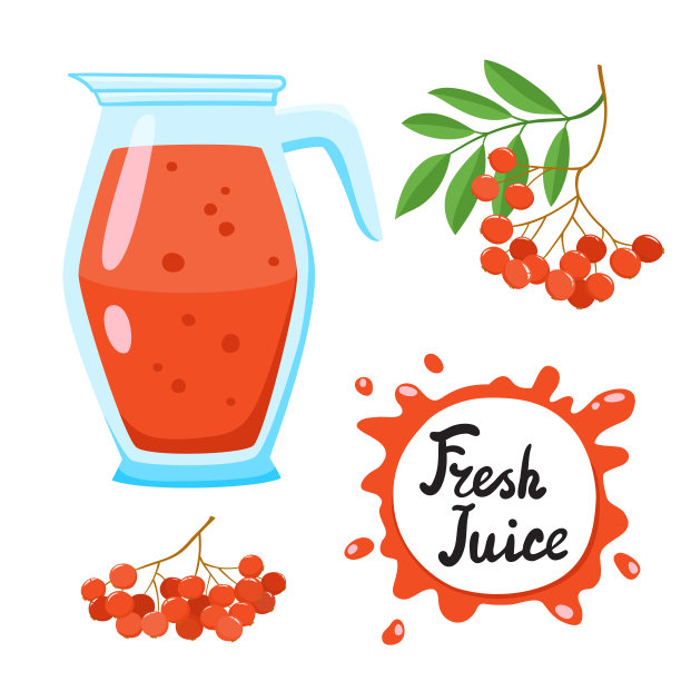 果汁加ashberry在玻璃罐里，矢量卡通车图片下载
