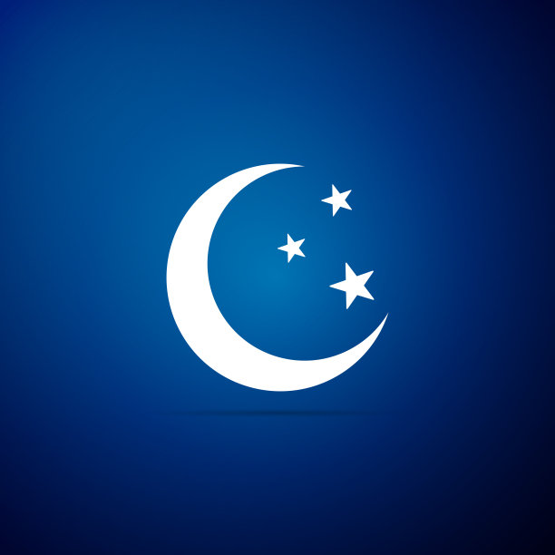 月亮和星星的图标孤立在灰色的背景。平面设计。矢量图图片下载