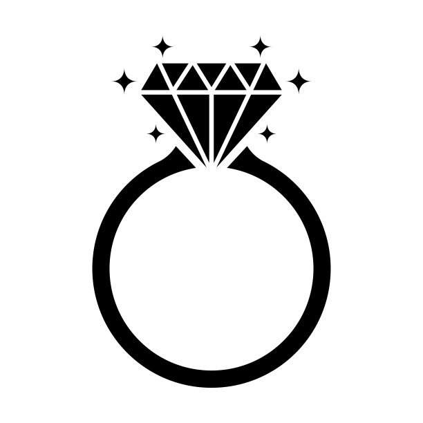 钻石订婚戒指图标孤立的白色背景图片下载