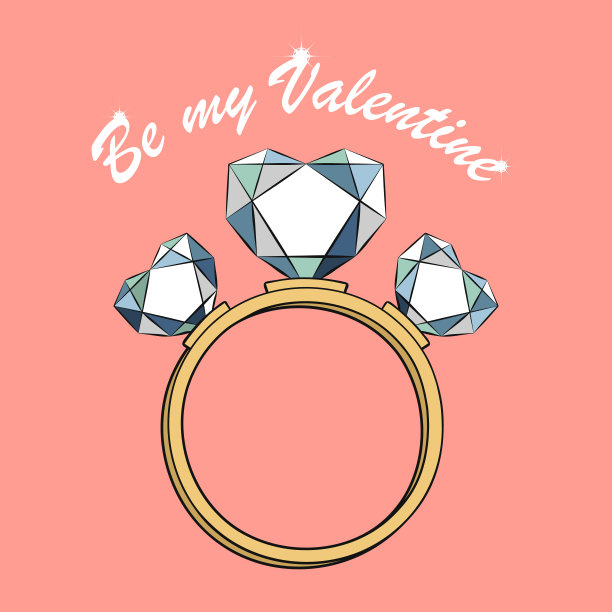 卡通戒指与钻石心。是我的情人。图片下载