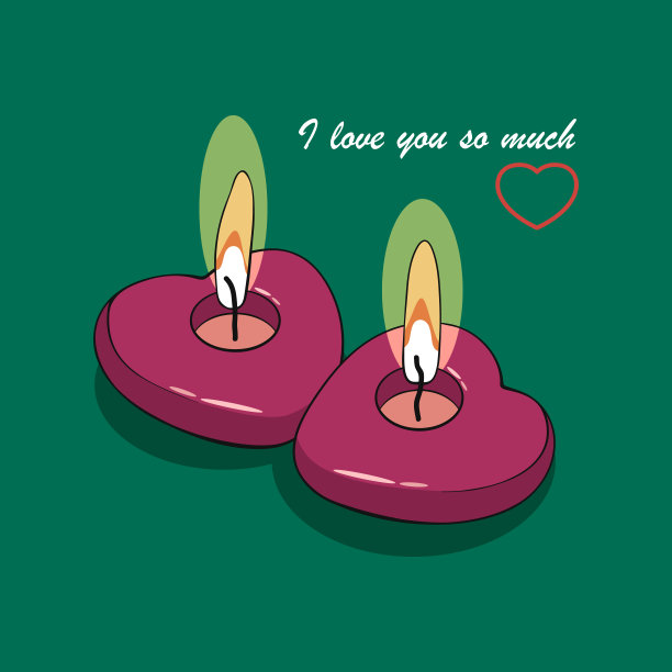 两根燃烧的蜡烛心。我很爱你。图片下载