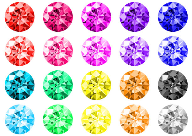 闪闪发光的多色矢量圆形切割钻石和宝石图片下载