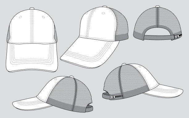 网格棒球帽设计矢量图片下载