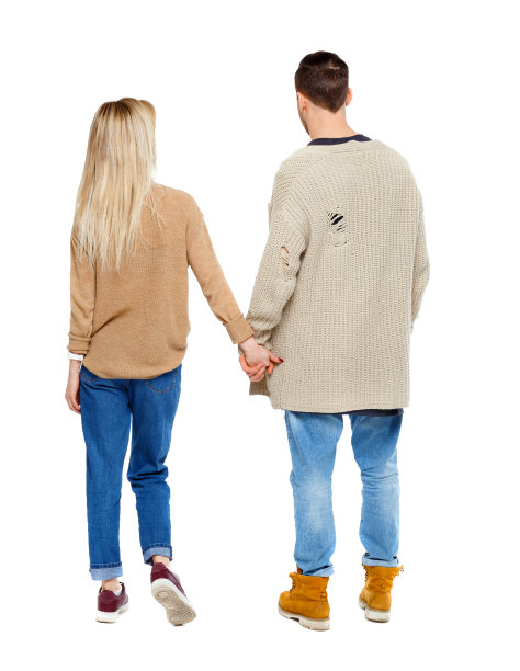 一对时尚夫妇的后视图。图片下载