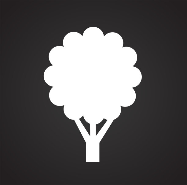 树图标黑色背景的图形和网页设计，现代简单的矢量标志。网络的概念。时髦的符号为网站设计网页按钮或移动应用程序。图片下载