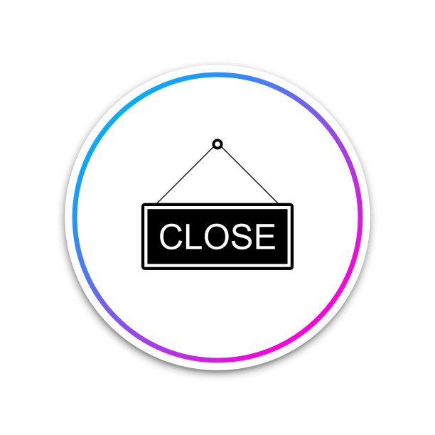 悬挂标志与文字关闭图标隔离在白色背景。咖啡馆或餐厅的商业主题。圆形白色按钮。矢量图图片下载