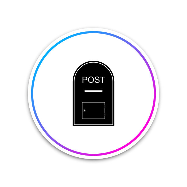 邮箱图标。邮箱图标孤立的白色背景。圆形白色按钮。矢量图图片下载