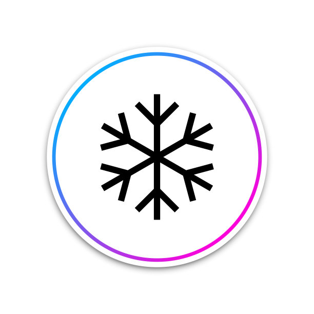 白色背景上的雪花图标圆形按钮矢量图图片下载