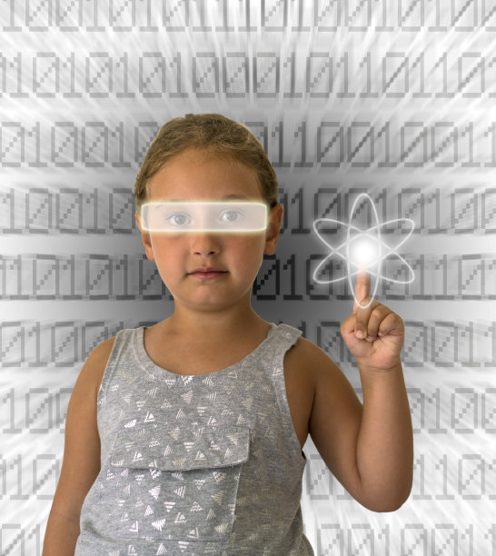 戴着虚拟现实眼镜的小女孩图片下载