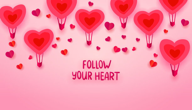 爱象征旗帜和跟随你的心图片下载