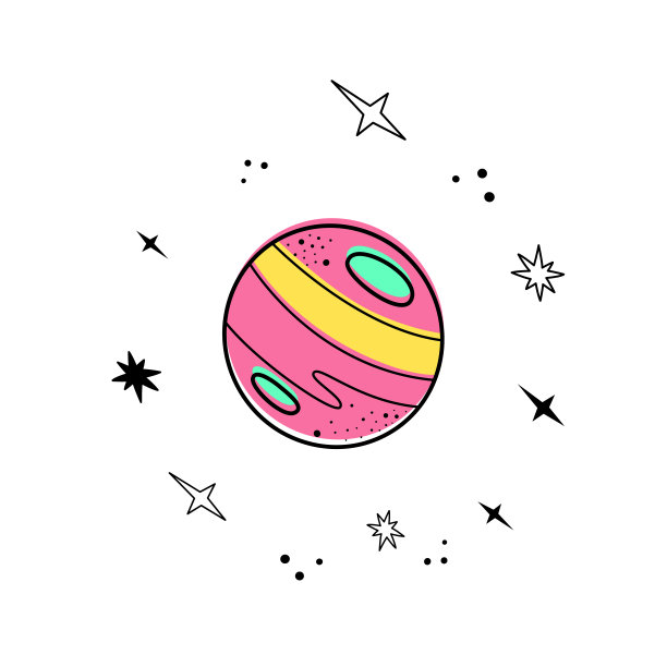 一个行星的矢量插图。涂鸦风格。颜色图片下载