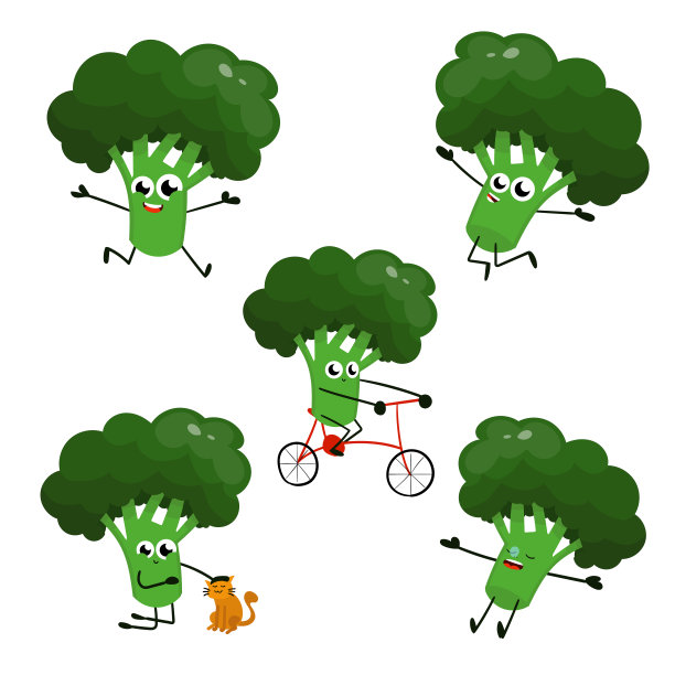 有趣快乐的花椰菜图画孤立的背景图片下载