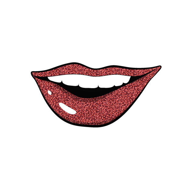 红色性感的女性嘴唇孤立在白色的背景。微笑。得意的笑。矢量图图片下载