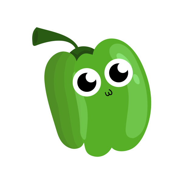 有趣的快乐辣椒蔬菜图画插图孤立素材图片