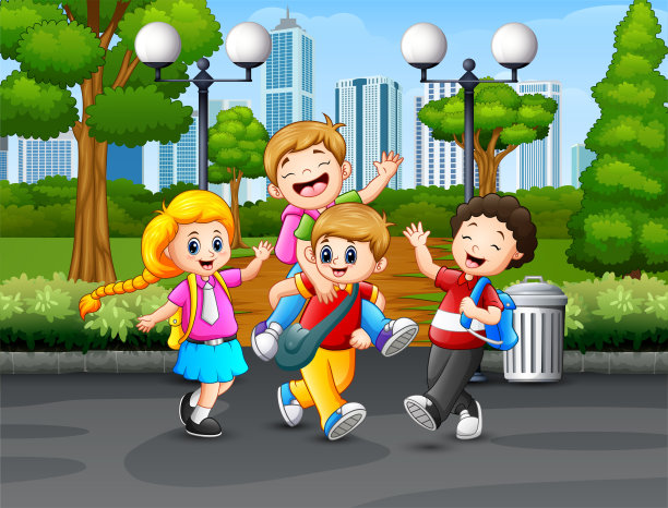 快乐的孩子们在公园里玩耍图片下载