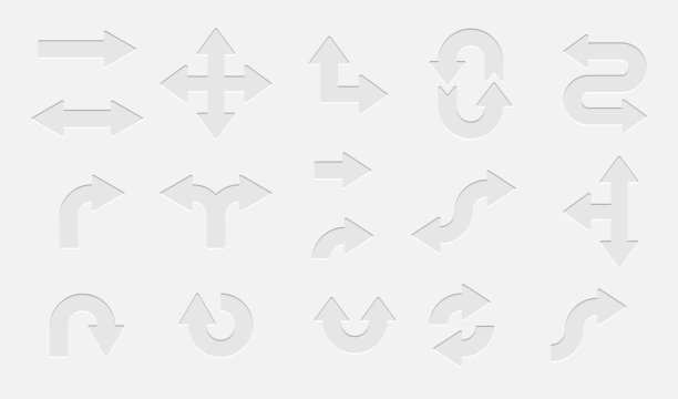 一组剪纸箭头孤立在白色背景。图片下载