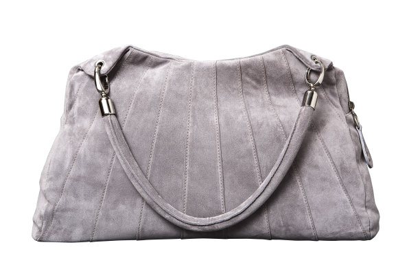 绒面革灰色包孤立在白色背景(带有裁剪路径)图片下载