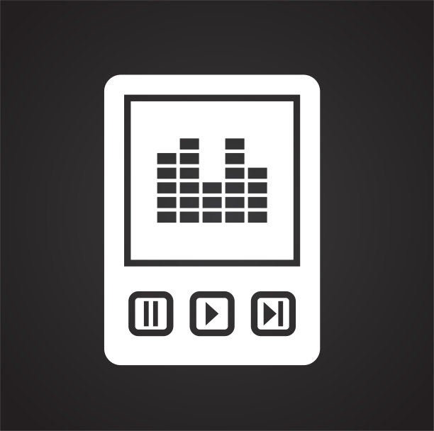 数字播放器图标黑色背景的图形和网页设计，现代简单的矢量标志。网络的概念。时髦的符号为网站设计网页按钮或移动应用程序。图片下载