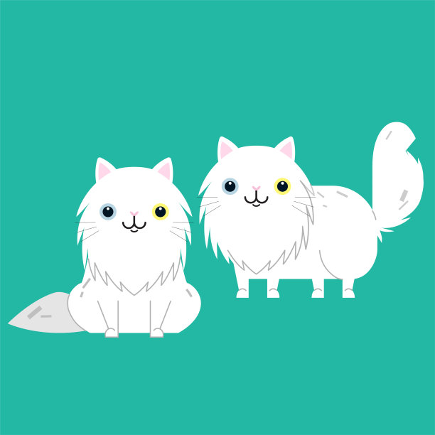 有趣的卡通猫角色，可爱的宠物动物图片下载