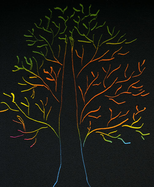 彩绘树木霓虹着色。令人难以置信的插图。图片下载