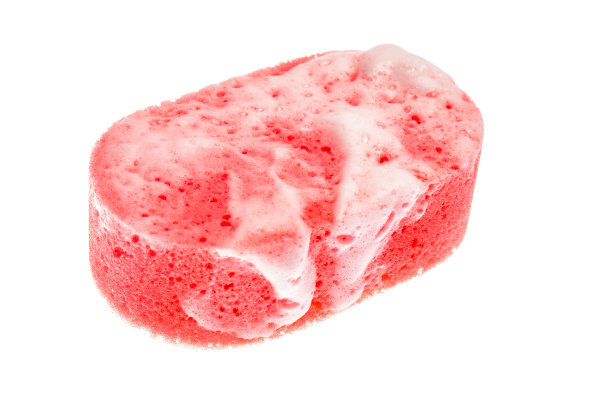 玫瑰泡沫海绵孤立在白色背景。图片下载